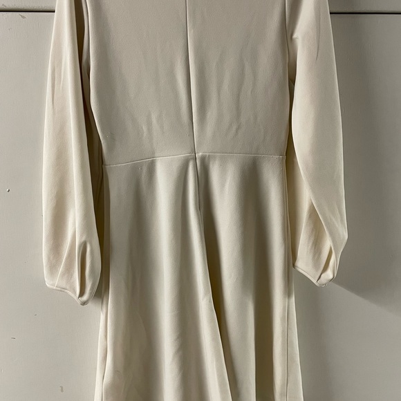 Express Women's Dress XS Midi Ivory Swing Long Sleeve A-Line Round Neck - Picture 6 of 7